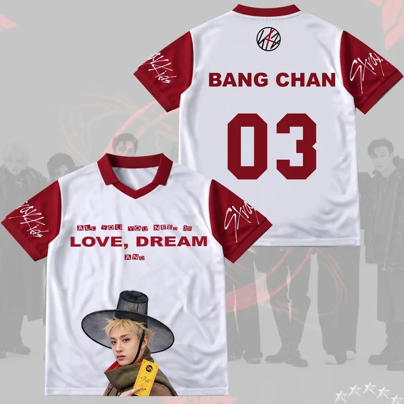 2026 STRAYKIDS STAY 08 Jersey T-Shirts Kpop Love Dream Print Short Sleeve V-Neck Unisex Fan Merch Streetwear Cosplay Casual Tops view 3