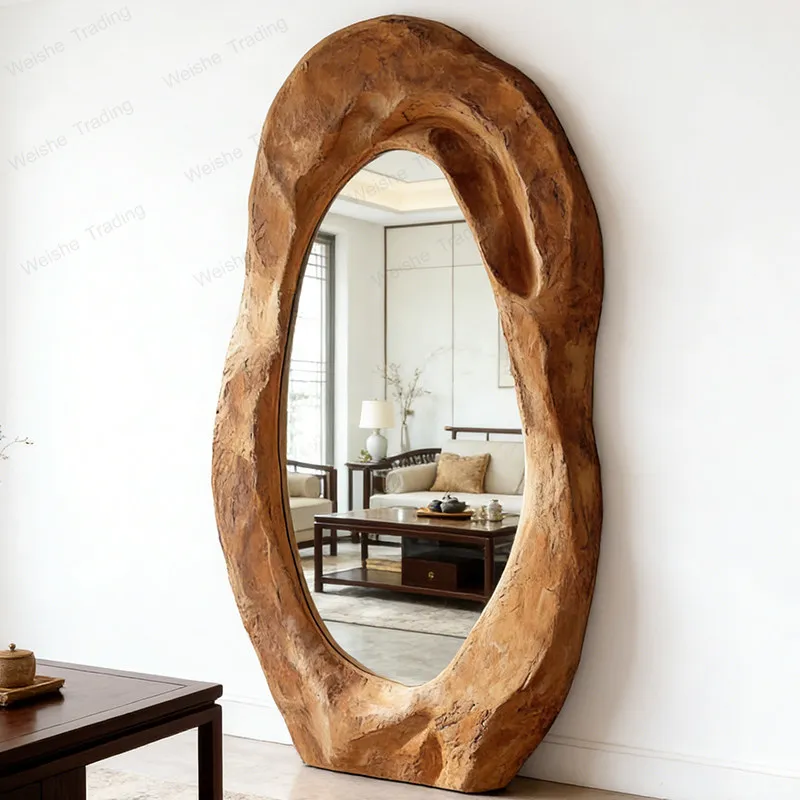 French art full-length mirror landing irregular fitting mirror clothing store fitting mirror special-shaped location