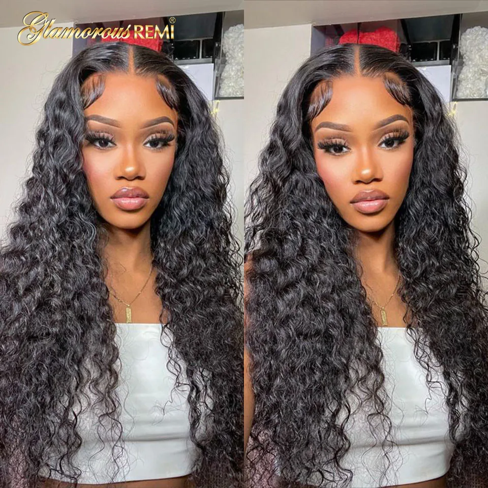 

HD Transparent Curly Human Hair Lace Wigs For Women Glueless Wig Human Hair Preplucked 28 Inch Brazilian Curly Lace Front Wig 1B