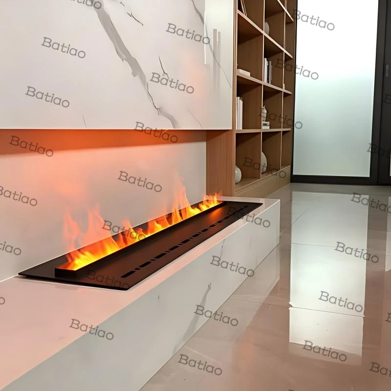 3d steam fireplace Thickened 3mm Stainless Steel 3D Mist Fireplace180cm Heavy Duty Anti-Corrosion for Commercial Use firepit