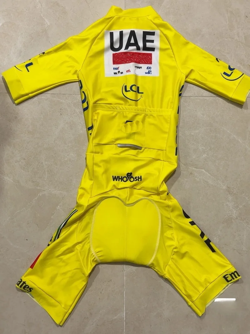 LASER CUT Skinsuit 2024 UAE TEAM TDF YELLOW  Bodysuit SHORT Cycling Jersey Bike Bicycle Clothing Maillot Ropa Ciclismo