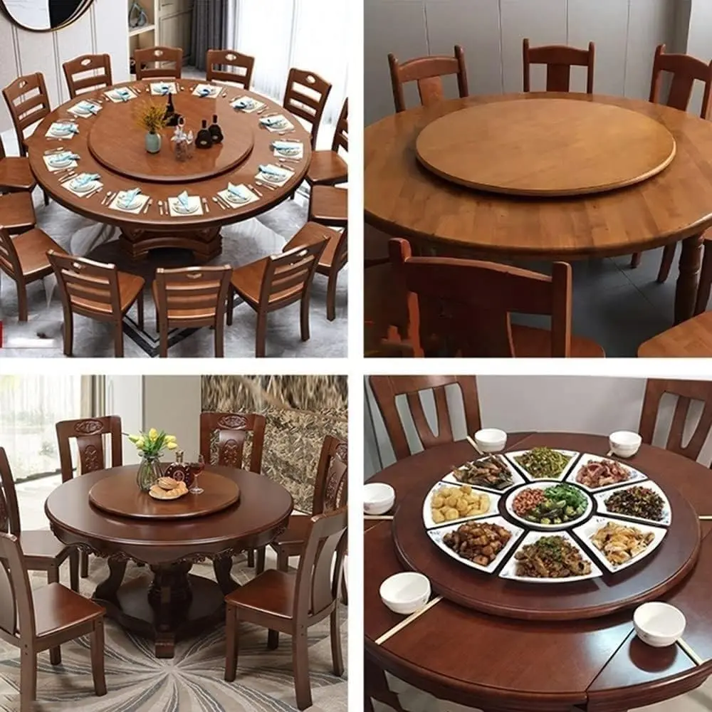 

Round Rotating Wooden Serving Tray for Dining Table Kitchen Table Top Centerpiece, Multi-Color(White)