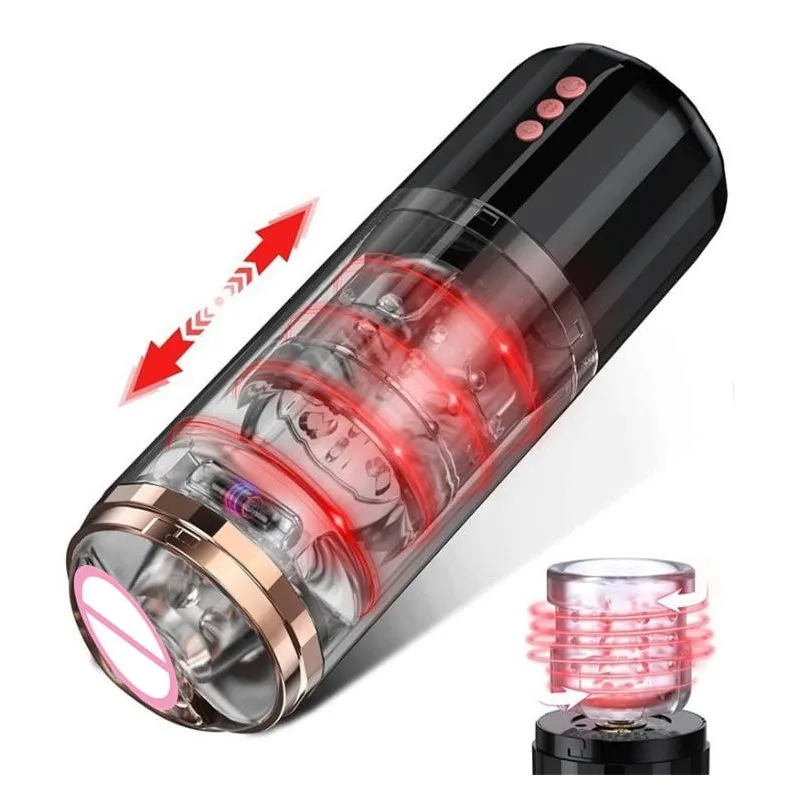 Electric Rotating Aircraft Cup Self-Stimulator for Men 10-Vibration Modes Stretching Sexual Health Pleasure Adult Toy