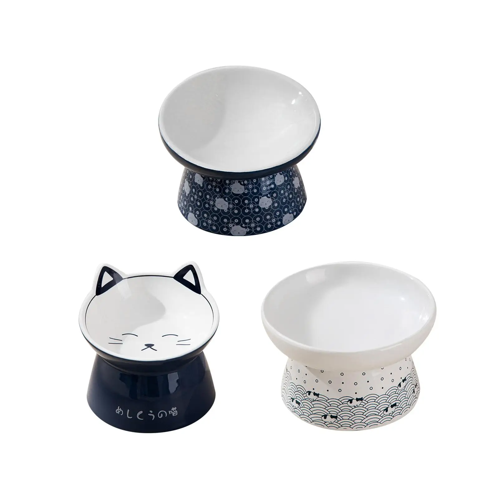 Ceramic Elevated Cat Feeder Bowl Dish Anti Slip Cat Dog Pet Food Water Feeder Raised Dog Bowl Pet Accessories