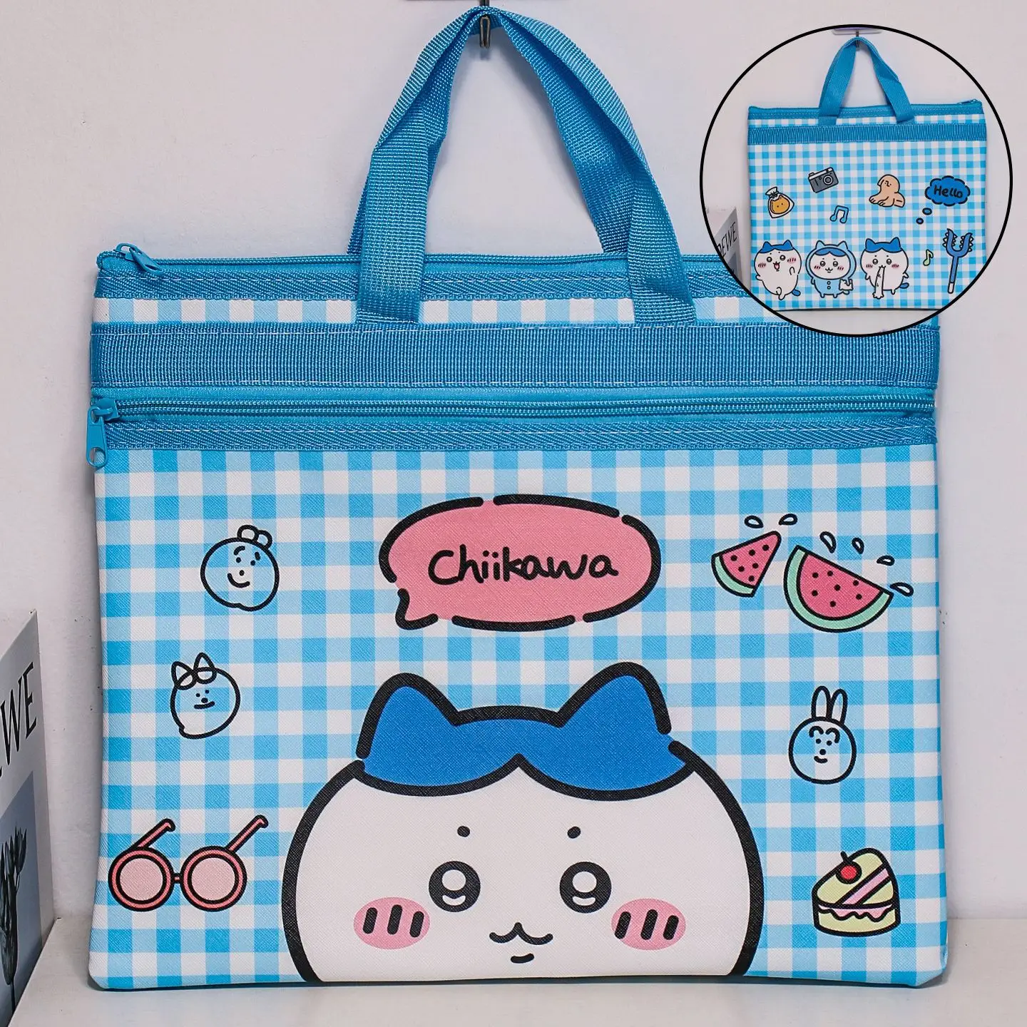 Nouveau sac à main Chiikawa, grand format A4, sacoche pour ordinateur portable, sacoche pour étudiants, bureau, examens, rangement de documents, classeur