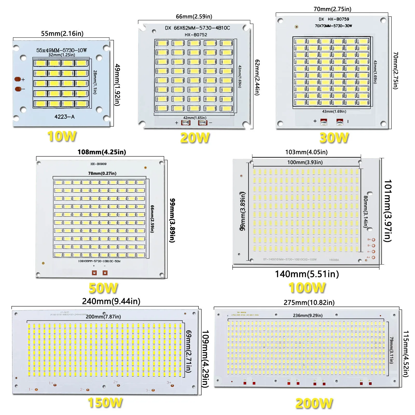 LED Chip Lamp Bead SMD5730 10W 20W 50W 100W 150W 200W DC30-34V For Indoor and Outdoor DIY LED Floodlight Cold White