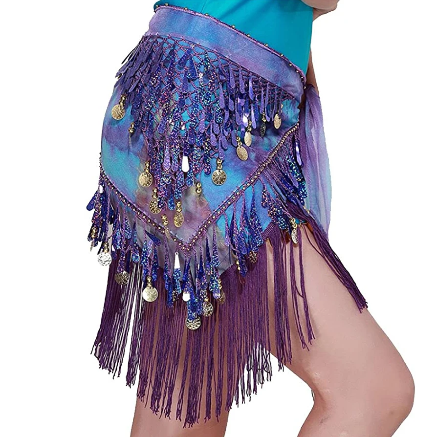 Belly Dance Clothing Accessories Tassel Wrap Stretchy Mesh Base Women Bellydance Belts Fringes Hip Scarf