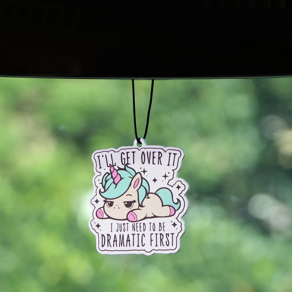 Ambientadores de aire para coche de arcoíris "I'll Get Over It", tabletas de aromaterapia para coche, decoraciones colgantes para espejo retrovisor, colgantes para Interior de coche