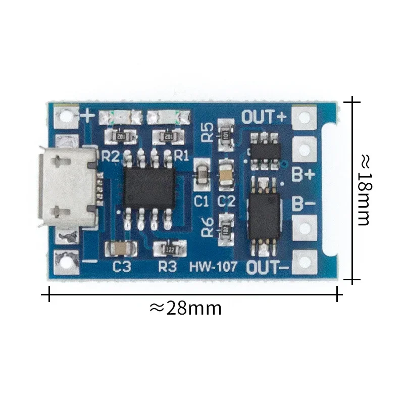 TP4056 +Protection Dual Functions 4.2V 1A Micro USB 18650 Lithium Battery Charging Board Charger Module