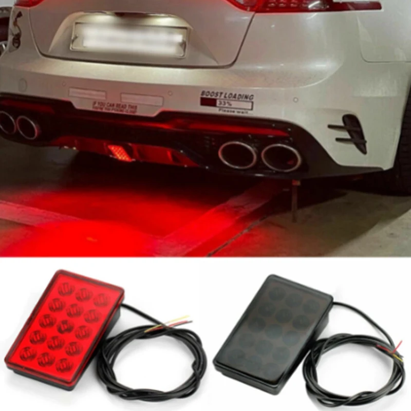 Car LED 3rd Brake Light F1 Style 15 LED Rear 3rd Third Strobe Flashing Tail Brake Stop Light Red/Black Universal Car Signal Lamp