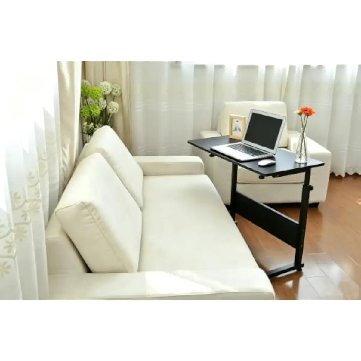 Adjustable Tilting Drafting Table with Lockable 360° Wheels Height Adjustable from 27.5 to 35.4 Inches Rectangular Wooden Top Po