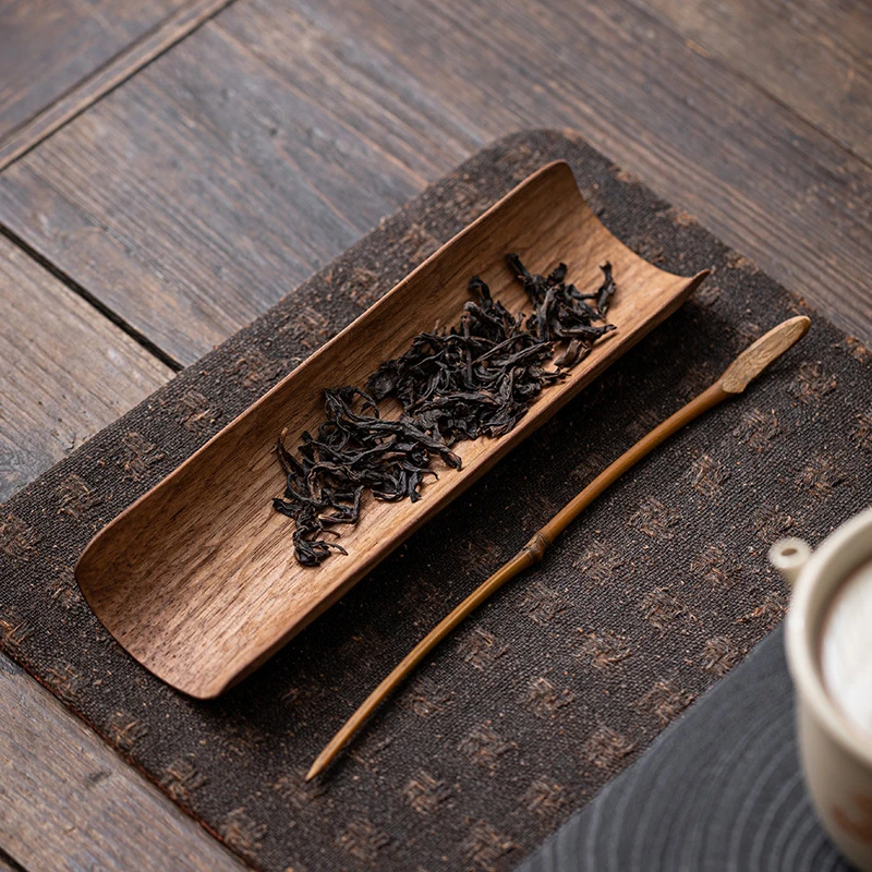 

New Chinese Style Black Walnut Tea Spoon Tea Pick Two-Piece Solid Wood Device Tea Scoop