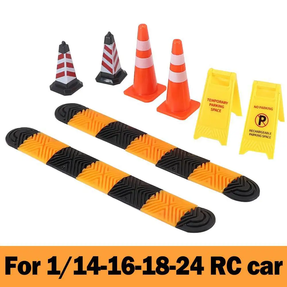 

Rc Car Speed Bump Traffic Signs Roadblock Decoration For 1/18 Traxas Trx4m 1/24 Axial Scx24 Fcx24 MN-D90 Rc Crawler Car Parts