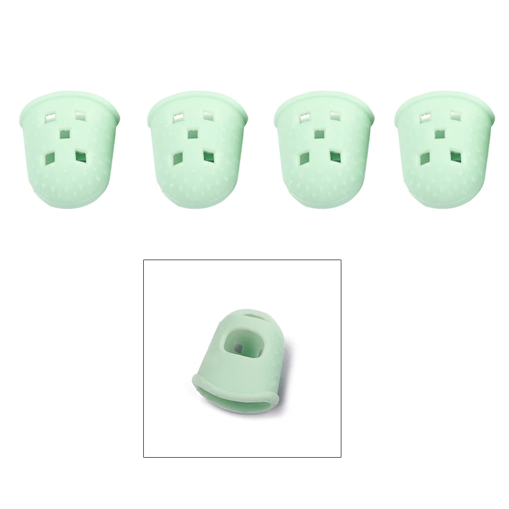 

4 Pcs Silicone Finger Cot Guitar Thumb Covers Fingertip Protectors Guards Caps Earth Tones