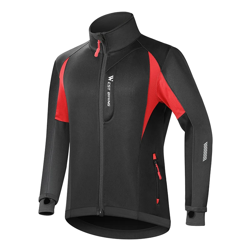 WEST BIKING Cycling Jacket Men Coats Winter Thermal Fleece Windbreaker MTB Bicycle Clothing Motorcyc