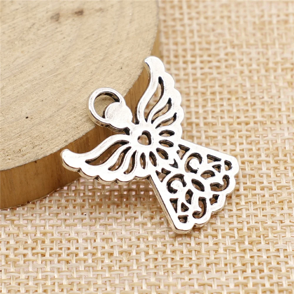 

60pcs Angel Charms DIY Metal Jewelry Making Antique Silver Color 25x27mm