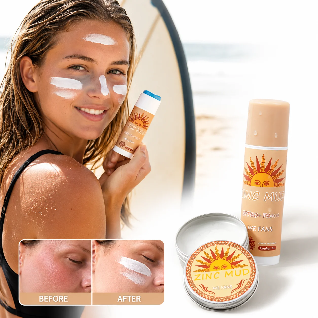 Stick de protection solaire au zinc pour le surf, résistant à l'eau et à la transpiration, Reef Conscious, 17g 33g, pour la plongée, la plage, l'entraînement en extérieur