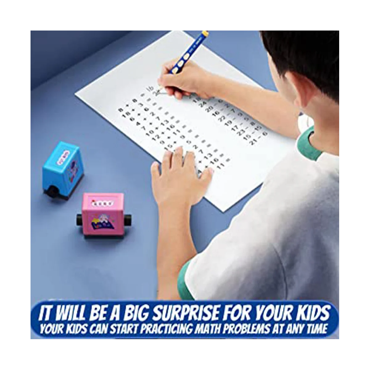 Roller Digital Teaching Stamp, 1-100 Maths Learning Roll Stamp, Additions Subtraction Division Role Stamp