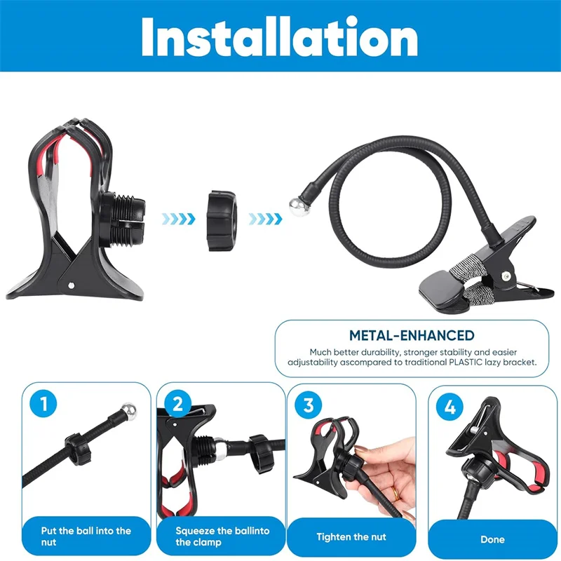 360 °   Soporte para teléfono móvil con Clip, soporte portátil Flexible para cama perezosa, soporte de escritorio, Base de soporte para IPhone, Samsung, Xiaomi