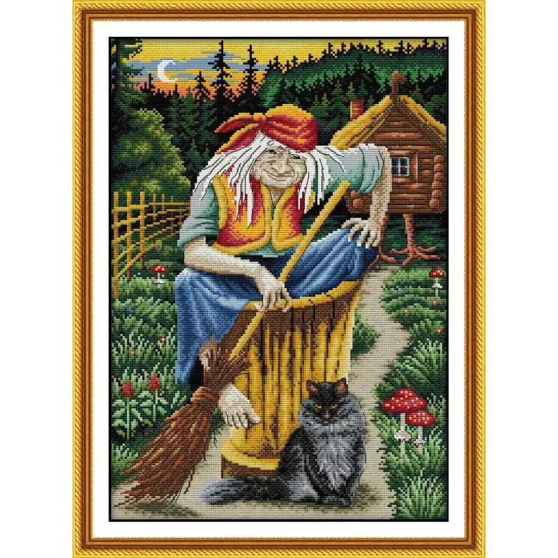 Grandma Jakarta Character Pattern Joy Sunday Cross Stitch DMC Embroidery Thread 14CT11CT Canvas Fabric DIY Needlework Sewing Kit