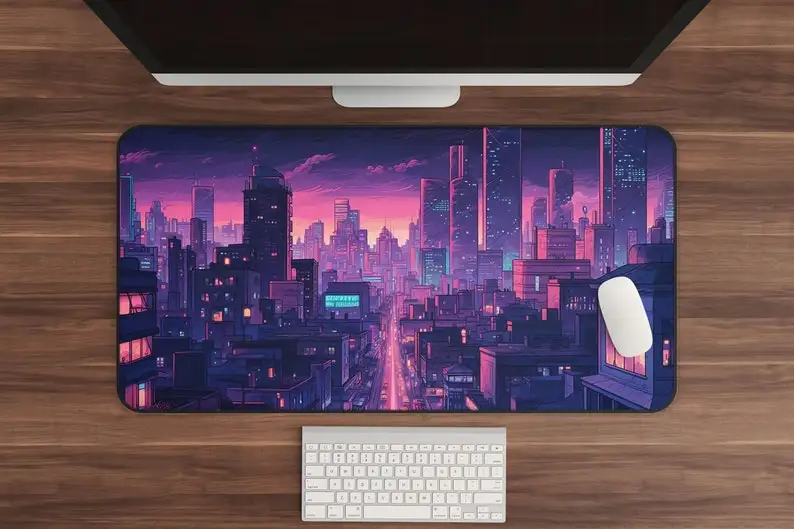 

Neon Tokyo Deskmat, Cute Girl-style Mouse Pads, Attractive Computer Desk Mats, Non-slip, Waterproof, and Durable Gaming Desk Mat