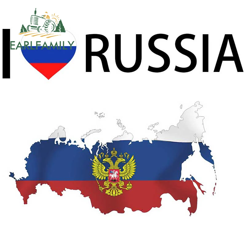 EARLFAMILY 13cm for I Love Russia Flag Map Car Stickers Fashion Decals Vinyl Car Wrap Campervan Snowboard Scratch-Proof