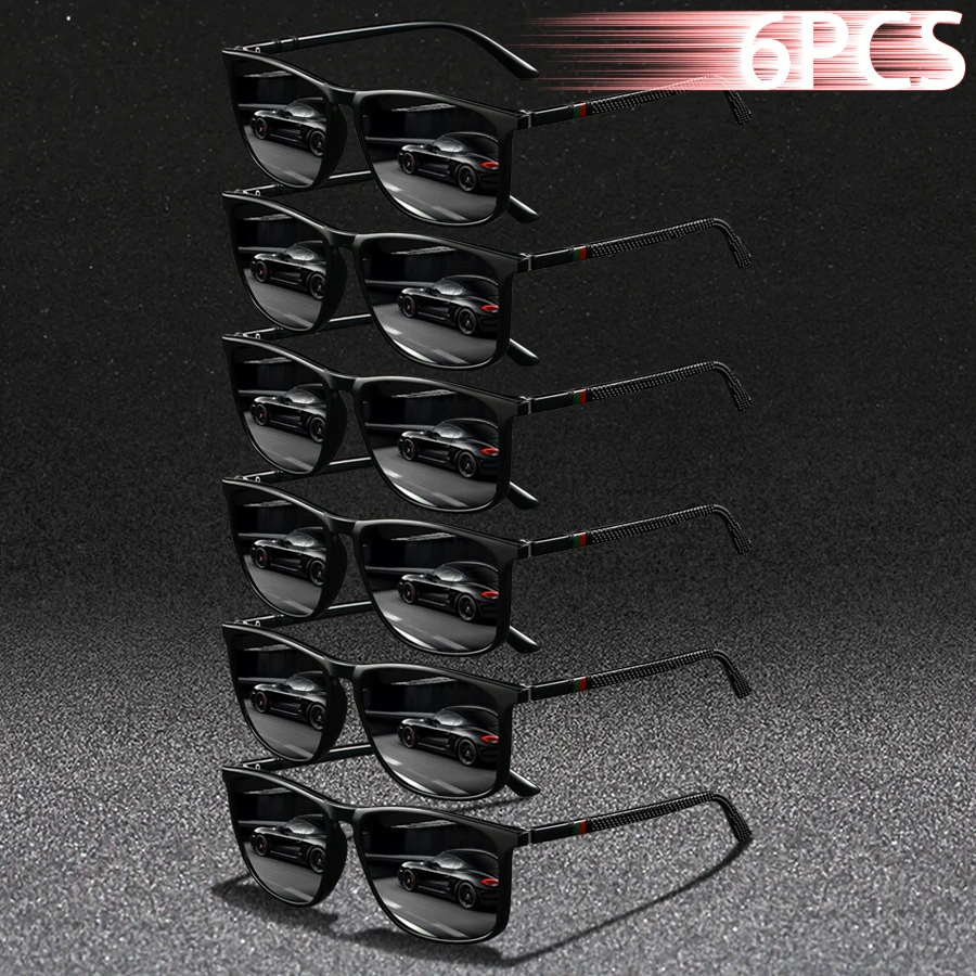 

6PCS Fashion square UV400 Sunglasses Men Women Driving Fishing Hiking Colorful Trendy Lightweight Outdoor Goggles