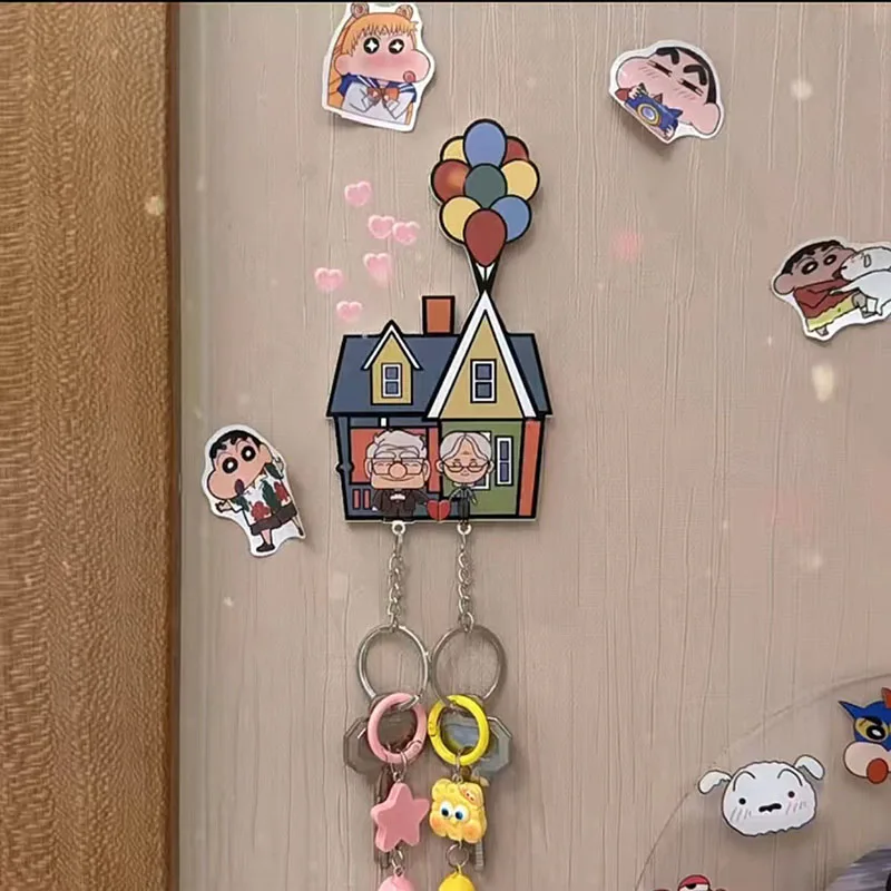 Disney Up Travel with The House Keychain Cute Anime Refrigerator Sticker Pendant Backpack Foyer Keychain Storage Rack Girl Gift