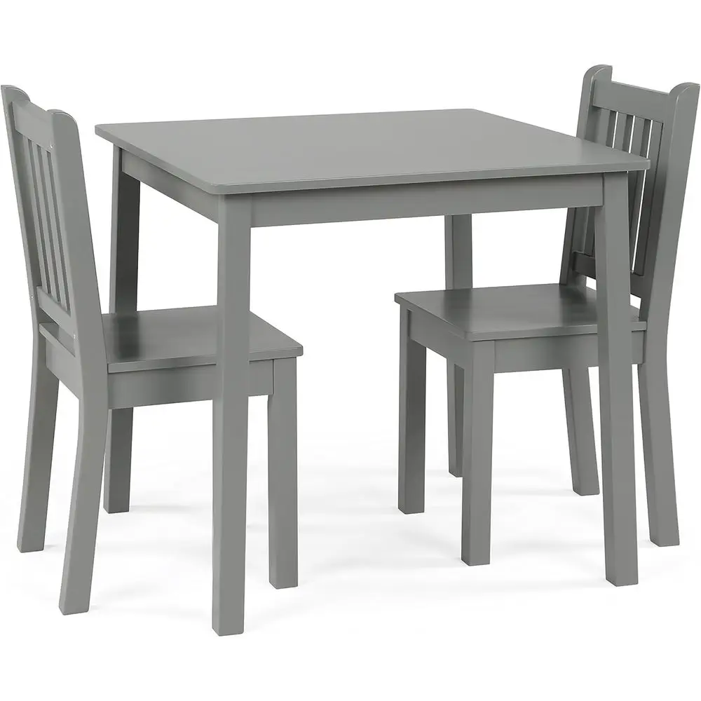 

Kids Wooden Table and 2 Chairs Set, Grey - Square Kids Table and Chair Set or Toddlers and Children or Arts, Crats, and Snack Ti