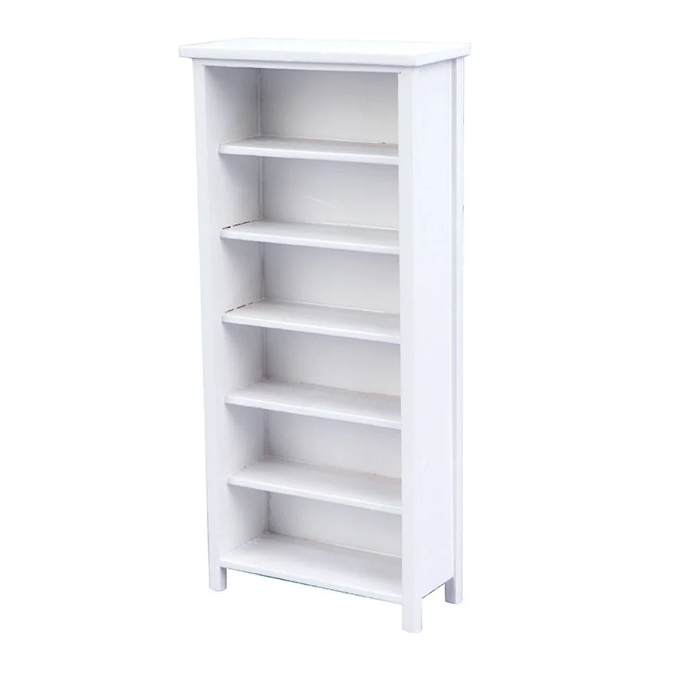 

Vertical Bookcase Model Miniature White Bookshelf Playing House Prop Adornment Small Decor Wooden Home Furnishing Imitation