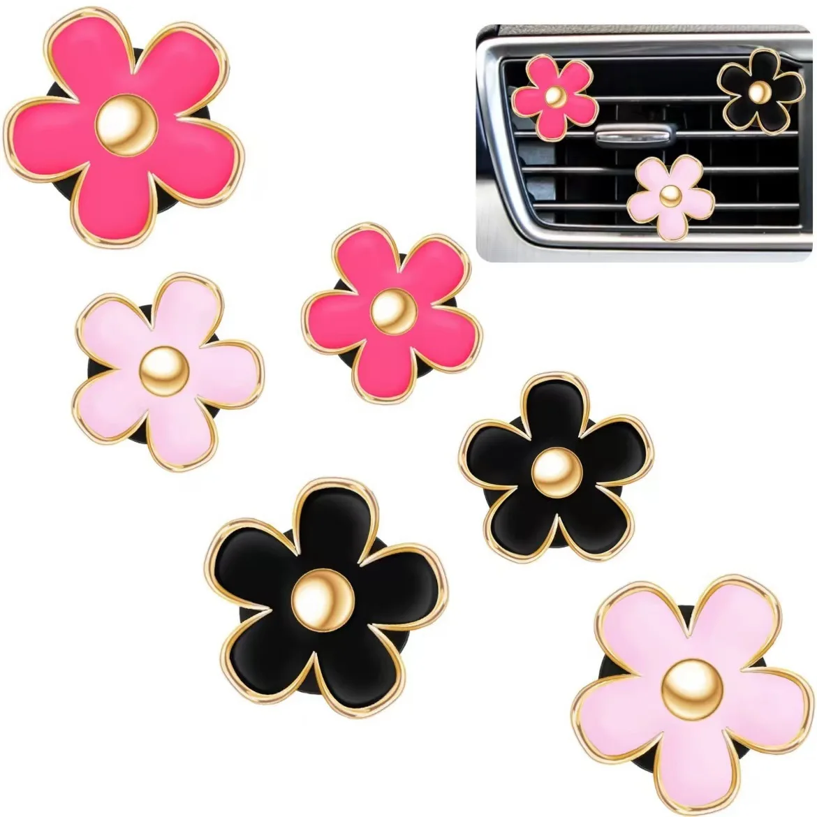 Little Daisy Car Air Freshener Vent Perfume Clip Cute Cars Aroma Diffuser Pendant Creative Auto Interior Decoration 4Pcs/Set
