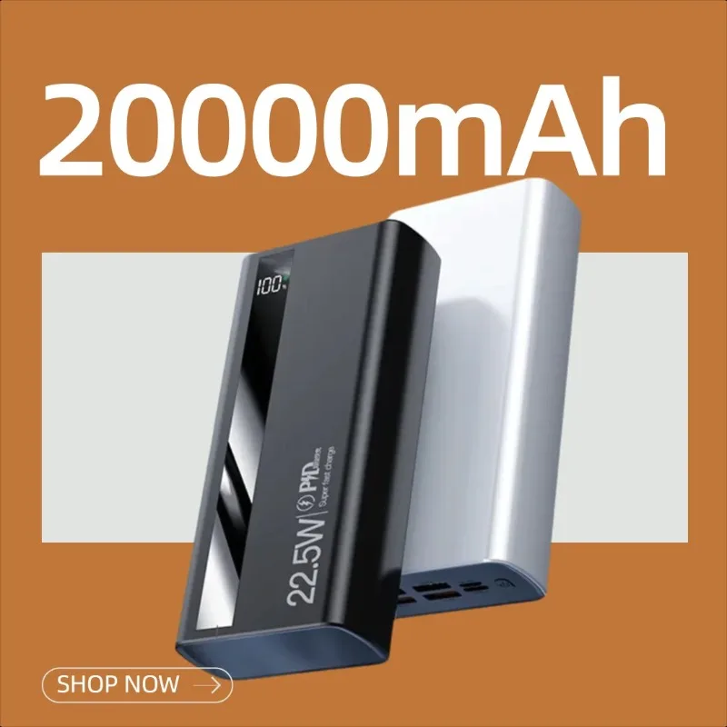 

3C Certified Bidirectional Super Fast Charging Power Bank 20000mAh Lightweight Portable Digital Display Portable Charger