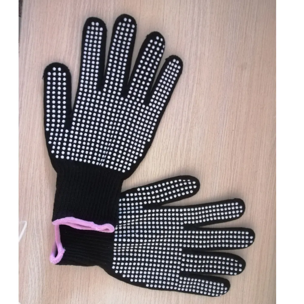 

1Pair Heat-Resistant Gloves Black Elastic Cuff Heatproof Protect Hands Hair Curler Straightener Flat Iron Supplies