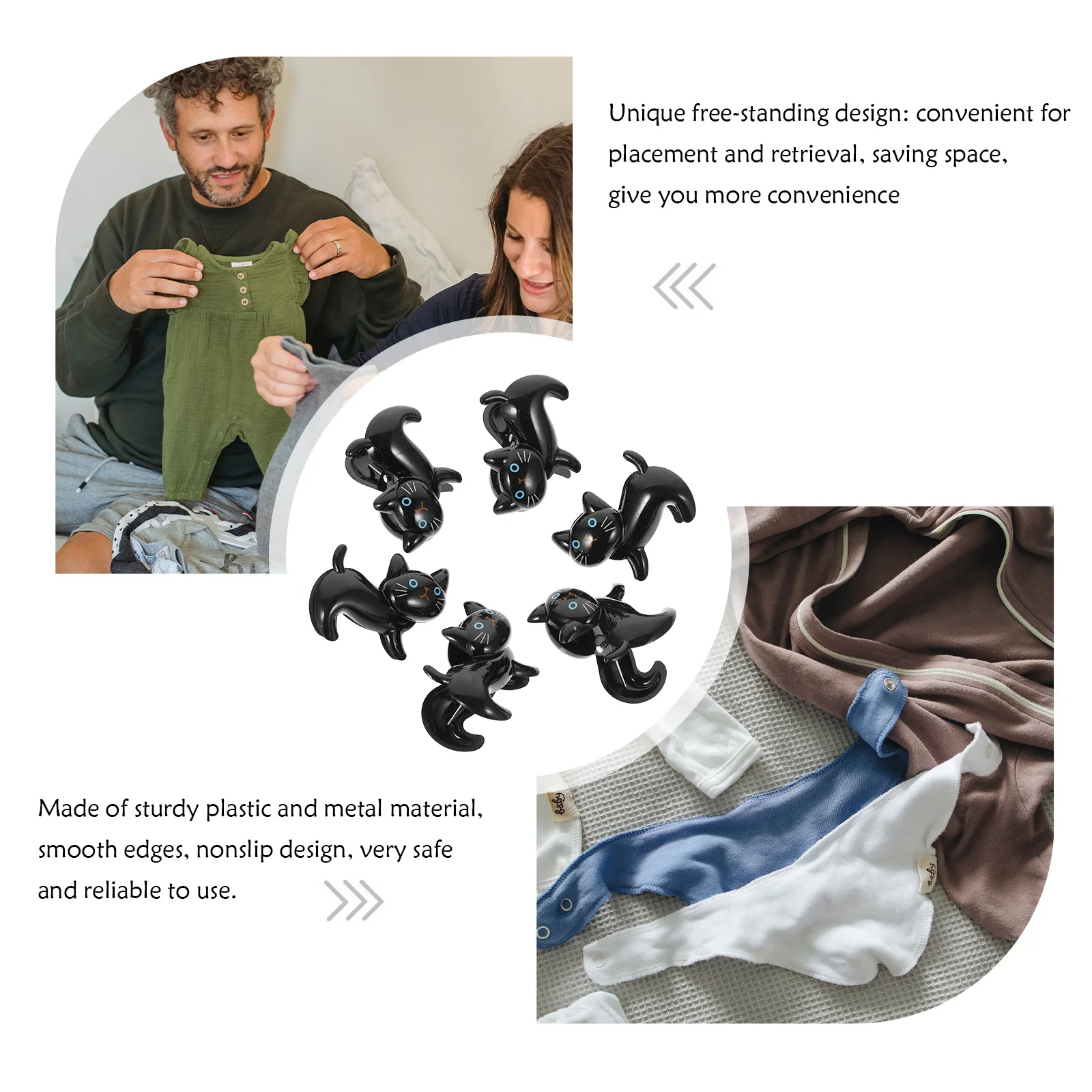 

6Pcs Standing Cat Clips Multi-Functional Plastic Clothespins for Hanging Towels Sealing Snacks Fixing Photos Tickets