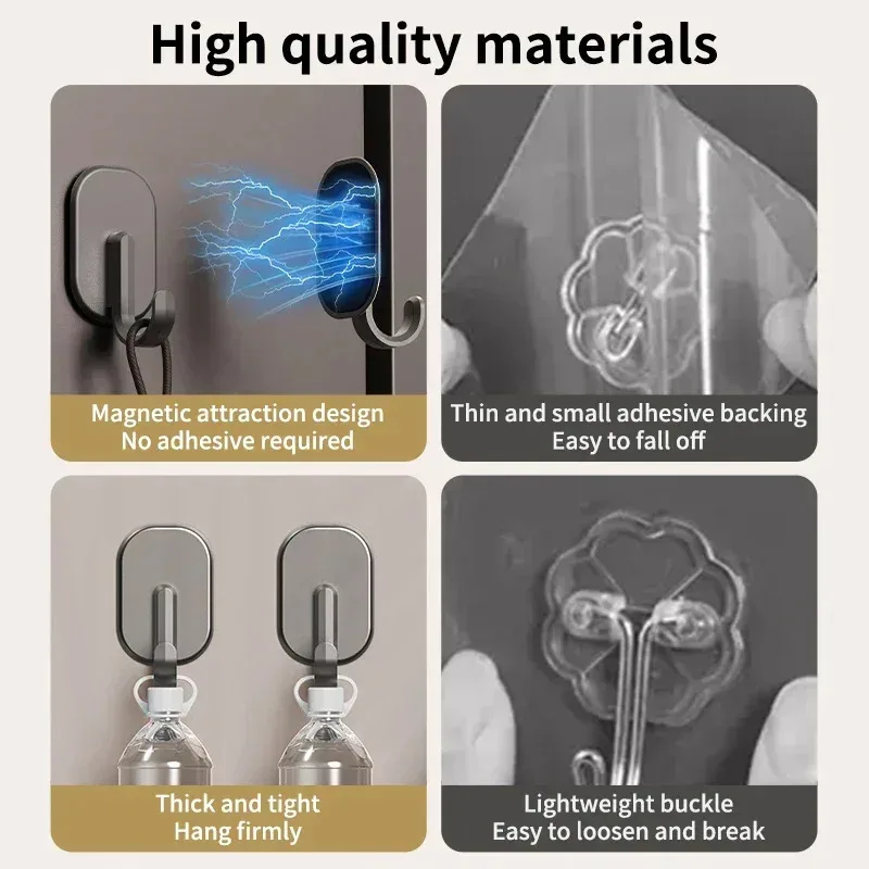 Non Perforated Refrigerator Magnetic Hook, Household Door Rear Hook, Multifunctional Thickened Strong Suction, Reusable Suction