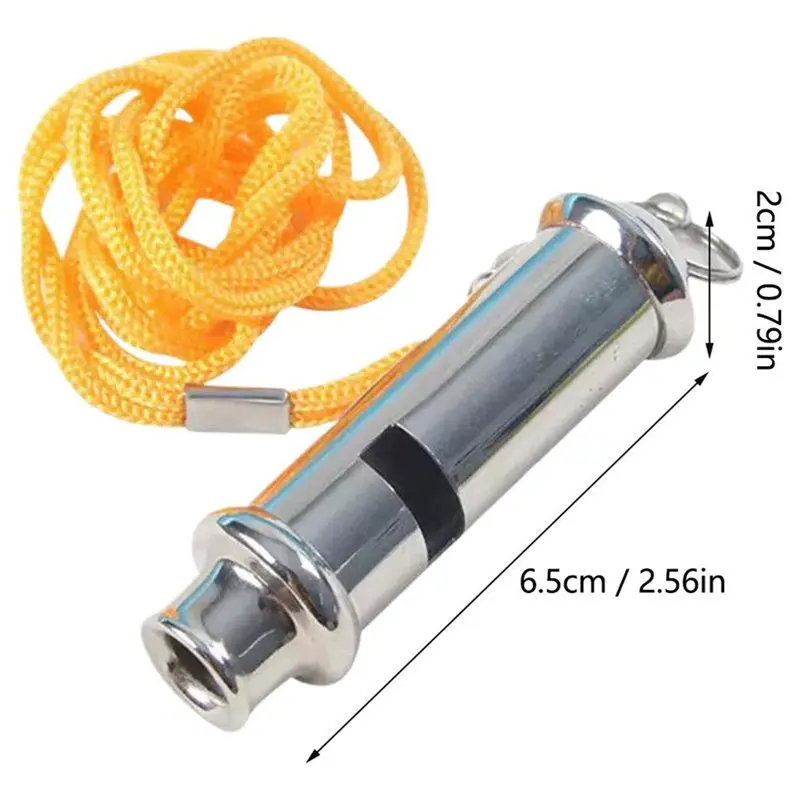 Picture 3: ABMV-Stainless Steel Emergency Whistle With Lanyard Survival Warning Tool Portable Hiking Rescue Security Device