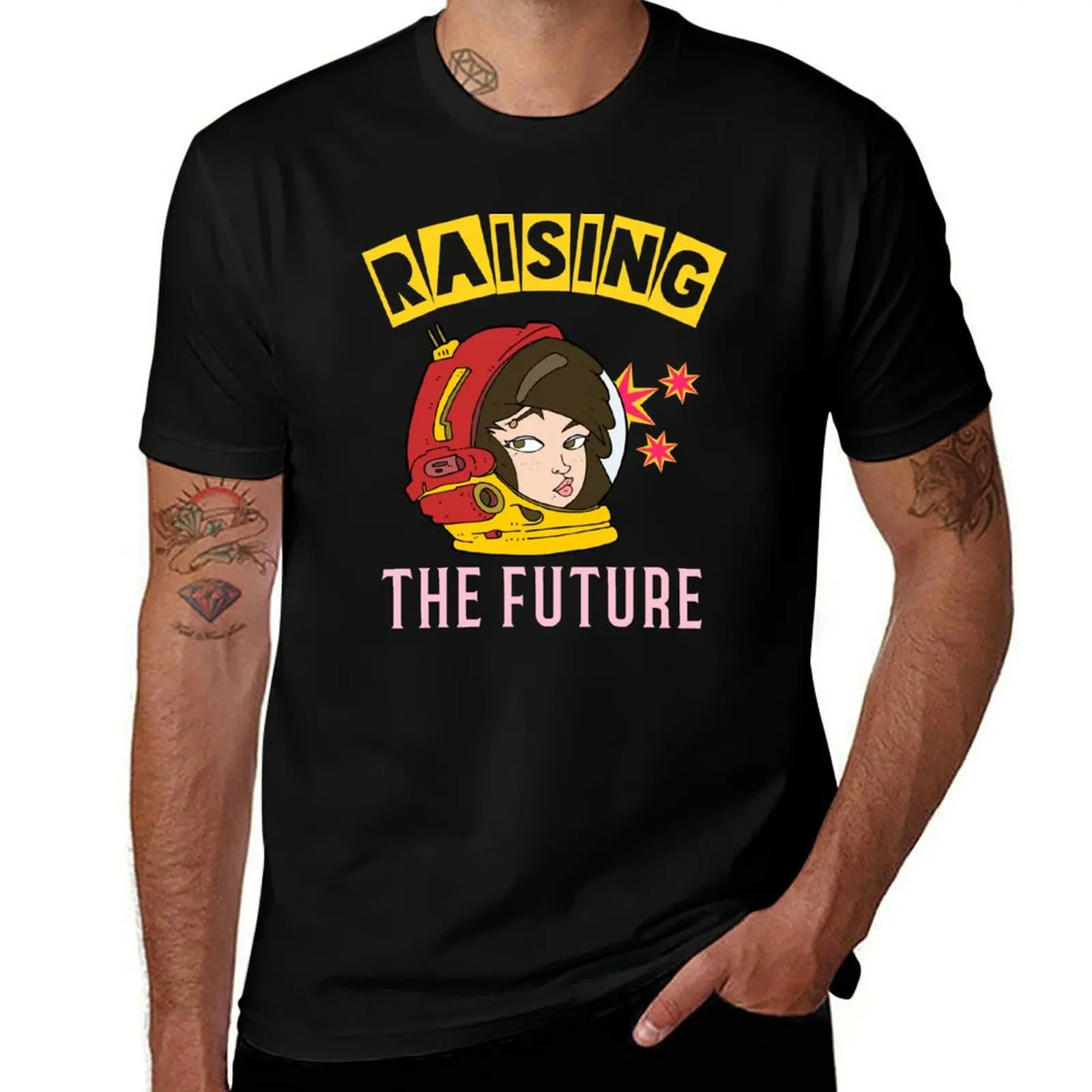 Raising the future-Astronaut Girl T-Shirt Fashion Graphic Tee for Men