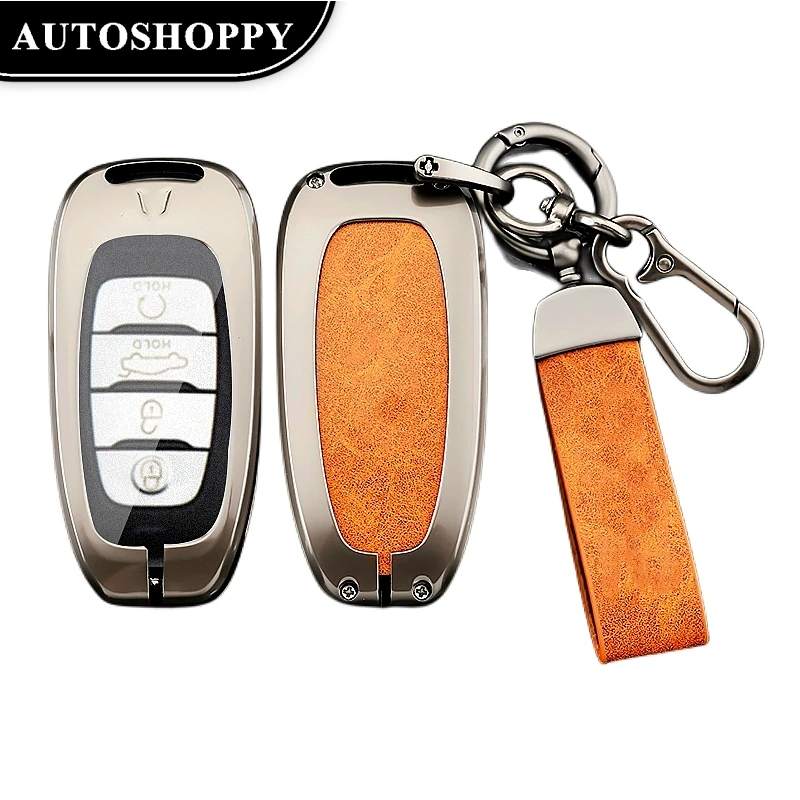 

Metal Zinc Alloy Car Remote Key Fob Cover Case Holder Shell Protector for FAW Hongqi H5 E-HS9 H9 2020 2021 Keychain Accessories