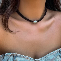 Simple Pu Letter With CCB Ball Short Choker Necklace for Women Trendy Ladies Collar on the Neck Accessories 2023 Fashion Jewelry