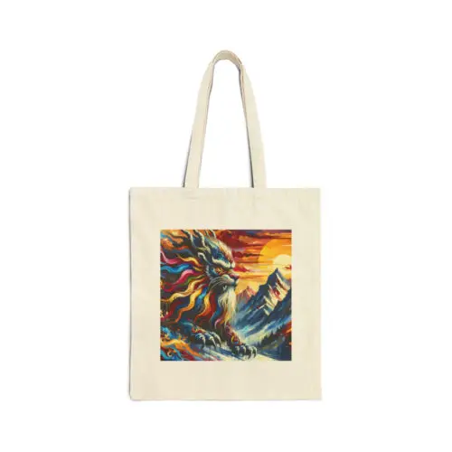 Sindax Ancient Lion, Chinese New Year Birthday Gift, Cotton Canvas Tote Bag 2798