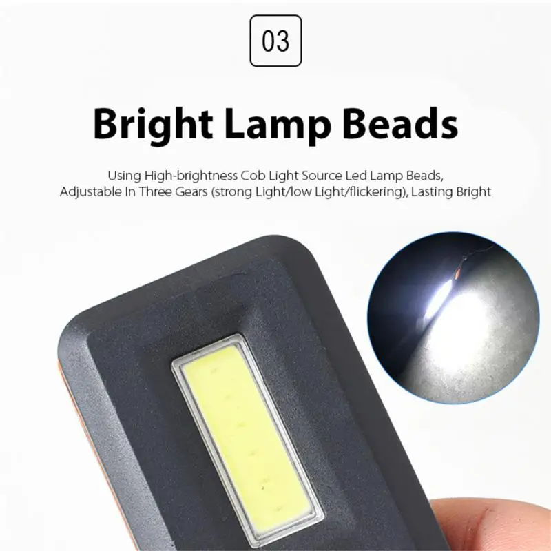 Mini porte-clés de lampe de poche LED COB portable multifonctionnel, porte-clés de travail, lumière USB aste, lampe Flish pour le travail en plein air, le camping