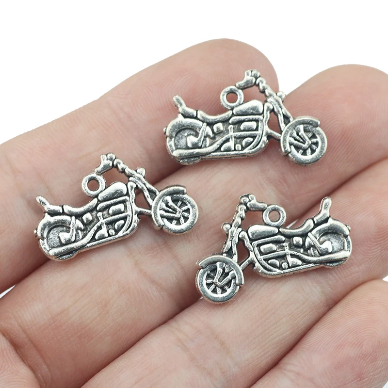 15 Pieces/Lot14x24mm Charms Motorcycle Scooter Autocycle Tibetan Silver Color Pendants Antique Jewelry Making DIY Handmade Craft