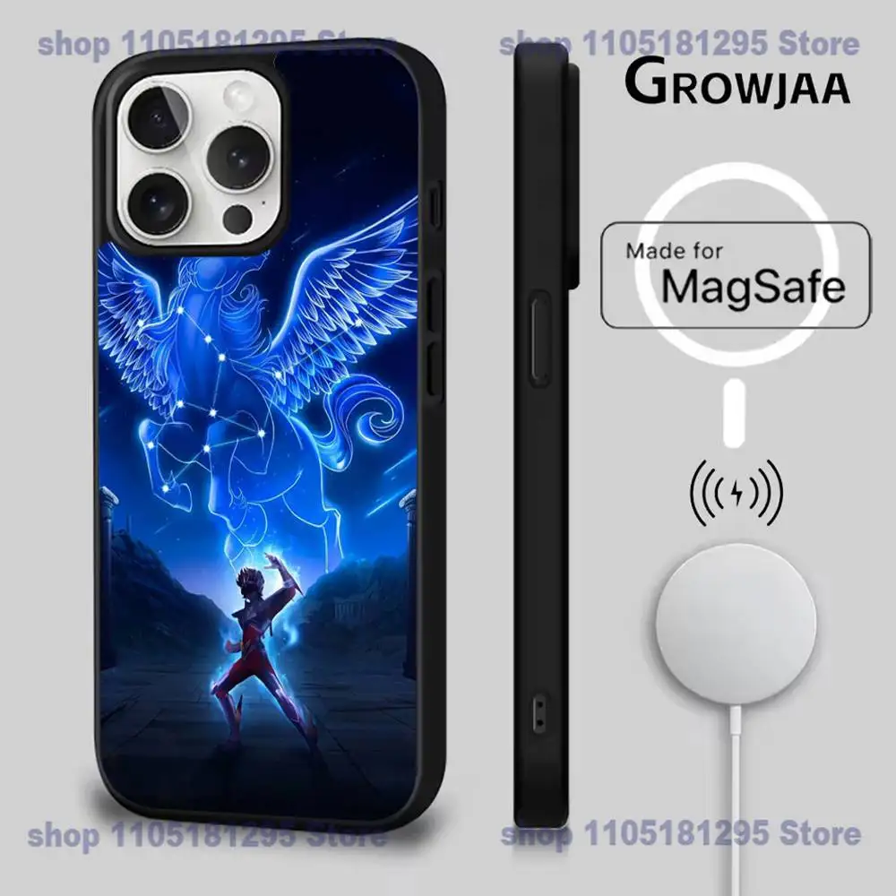 Funda de teléfono S-Saint Seiya Knights para iPhone 17,16,15,14,13,12,11,Pro,Max,Plus,Mini,SE4,E carga inalámbrica magnética Magsafe