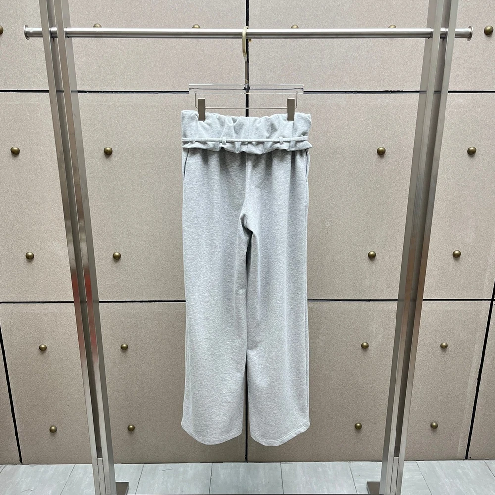 Ladies Cotton Sweatpants Tie Drawstring High Rise Relaxed Wide Pants Casual Bottoms Basic Sporty Daily Commute Outfit Trousers