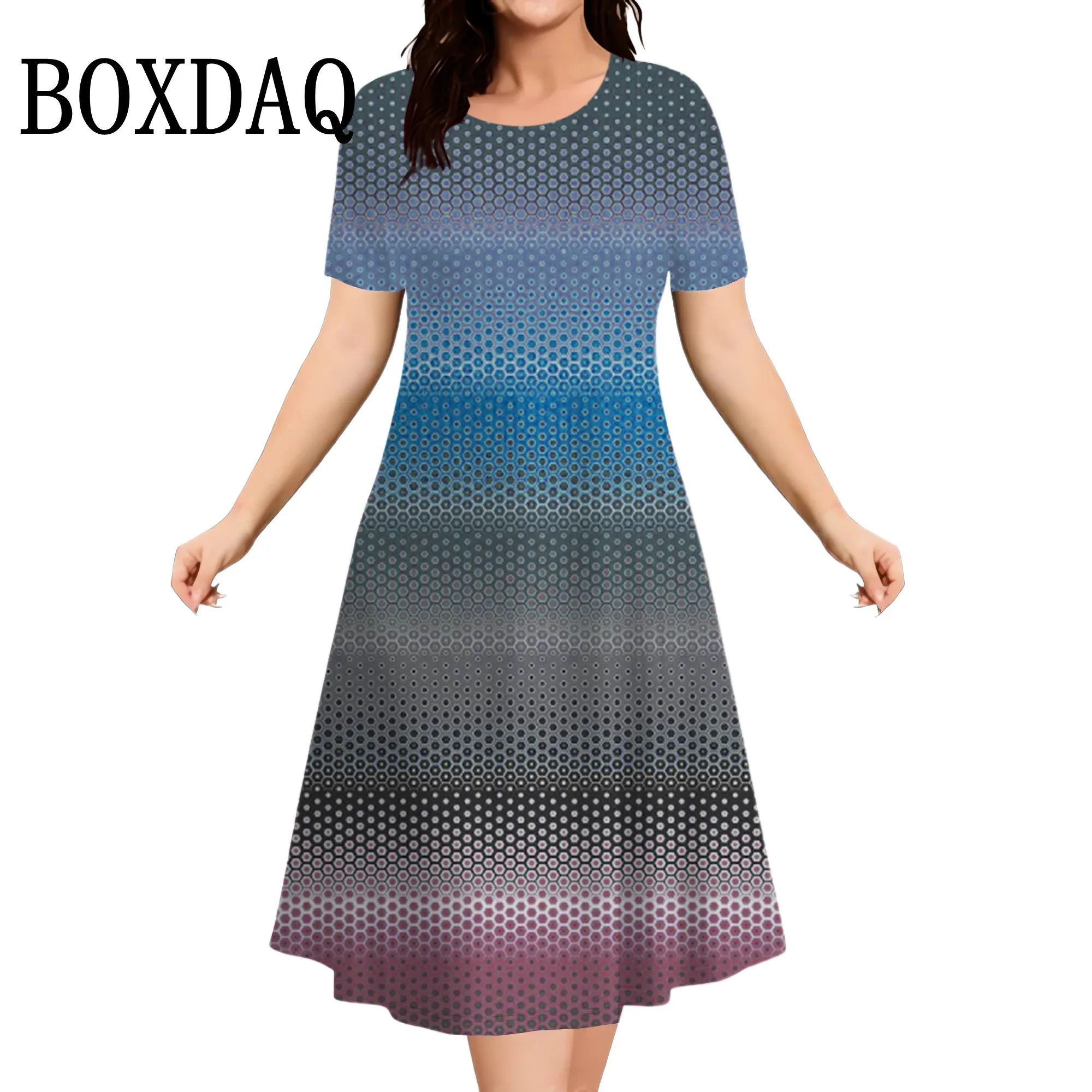 Striped Gradient Plus Size Summer Dress - usage example