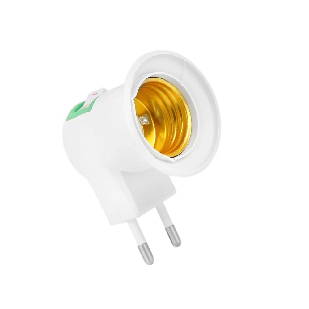 6PC Hot Sell Practical White E27 LED Light Socket To EU Plug/US Plug Holder Adapter Converter ON/OFF For Bulb Lamp