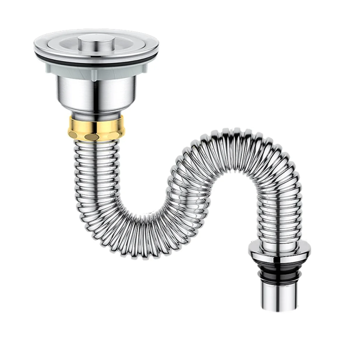 Kitchen Sink Drain Pipe Stainless Steel Sink Strainer with Sink Stopper/Sealing Lid Kitchen Sink Sewer Pipe