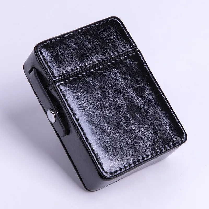 Retro Leather Cigarette Case Cigarette Box Lighter Holder Tobacco Tube Storage Thick Cigar Cigarette Pack Smoking Set Men\'s Gift