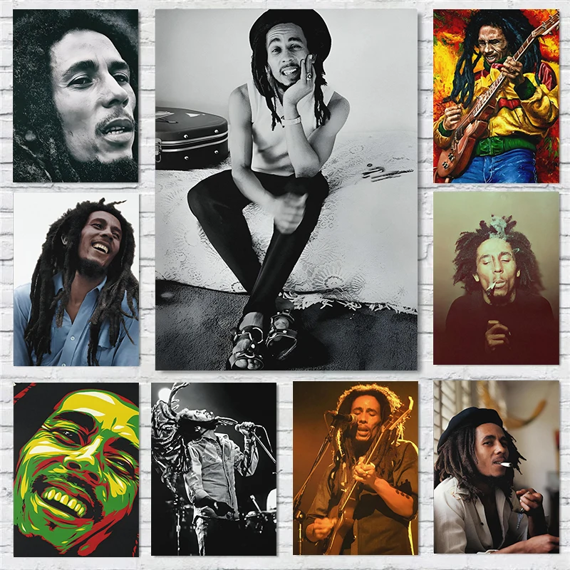 Affiches de figurines célèbres Bob Marley, musique Reggae, imprimés de figurines représentatives, peinture sur toile, images d'art murales, décor de salle de maison