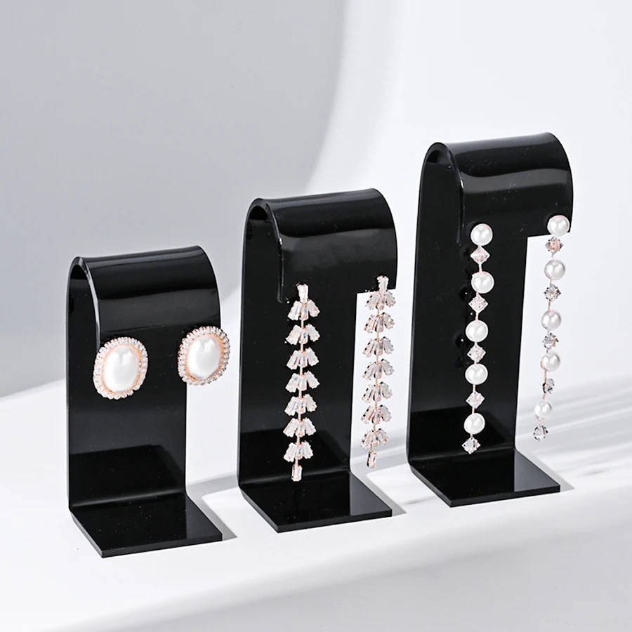 

3pcs Set Acrylic Earring Display Stand, Black/White/Transparent Jewelry Organizer with Ear Hook Holder for Jewelry Props Show